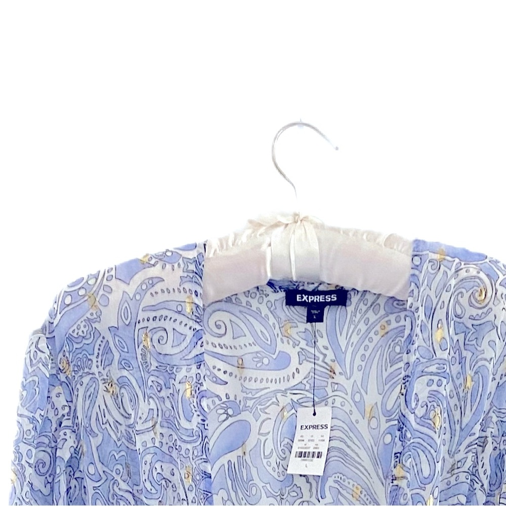 Express Light Blue Floral Sheer Duster - Picture 3 of 3